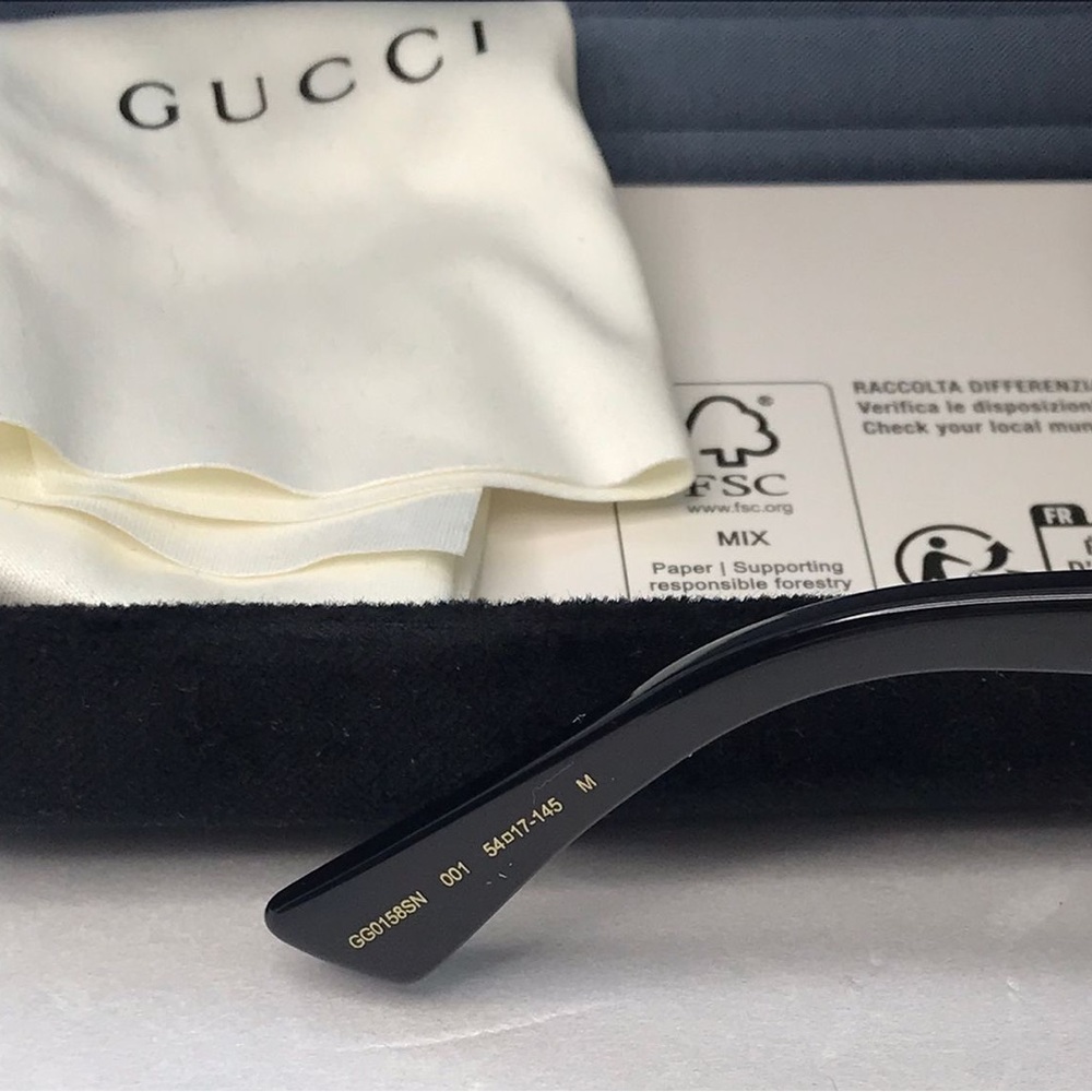 New Authentic Gucci Grey Rectangular Sunglasses GG0158SN 001 - Picture 12 of 12